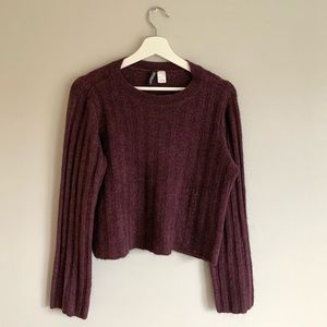 H&M Divided Burgundy Ribbed Crop Sweater